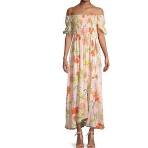 For The Republic Smocked Off-The-Shoulder Maxi Dress